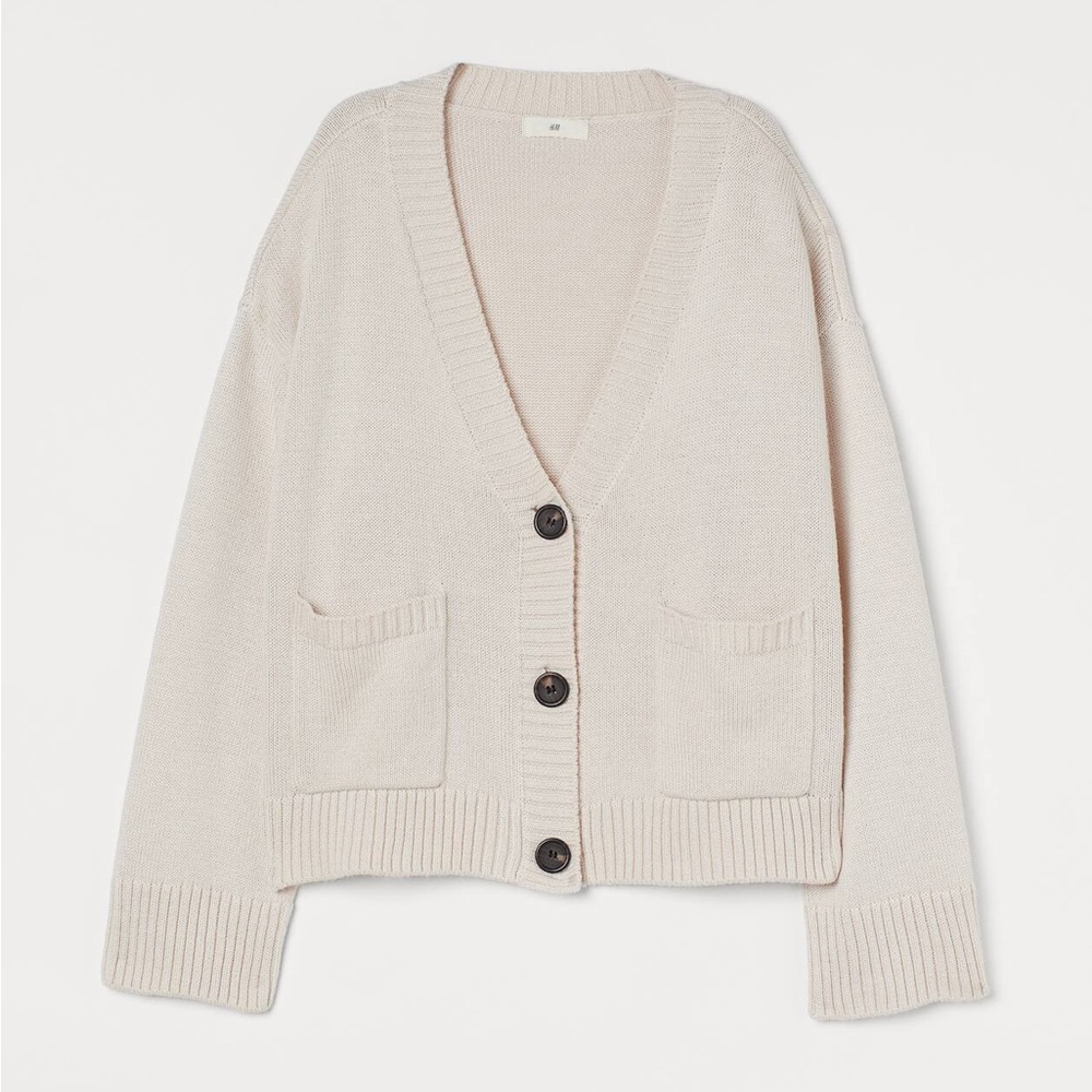 HM knit cardigan & short set in cream